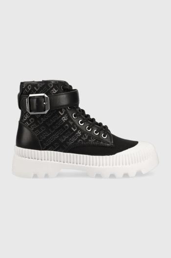 Členkové topánky Karl Lagerfeld TREKKA II dámske, čierna farba, na platforme, KL42546
