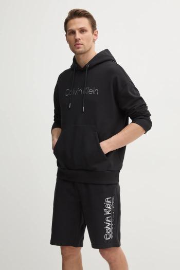 Bavlnená mikina Calvin Klein pánska, čierna farba, s kapucňou, s nášivkou, K10K114257