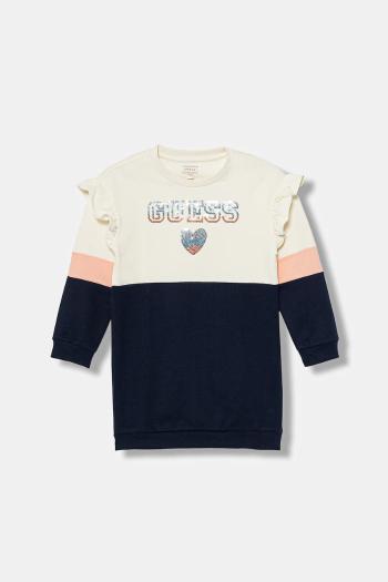 Dievčenské bavlnené šaty Guess tmavomodrá farba, mini, rovný strih, K5YK06 KA6R4