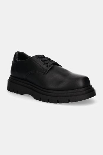 Kožené poltopánky Armani Exchange pánske, čierna farba, XUC016 XV874 00002