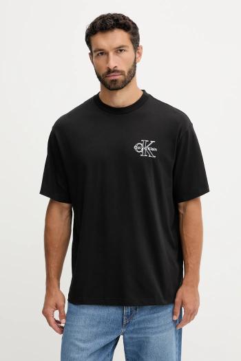 Bavlnené tričko Calvin Klein Jeans pánske, čierna farba, s nášivkou, LV04RC856G