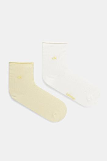 Ponožky Calvin Klein 2-pak dámske, žltá farba, 701229681
