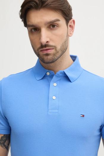 Polo tričko Tommy Hilfiger pánske, fialová farba, jednofarebné, MW0MW17771