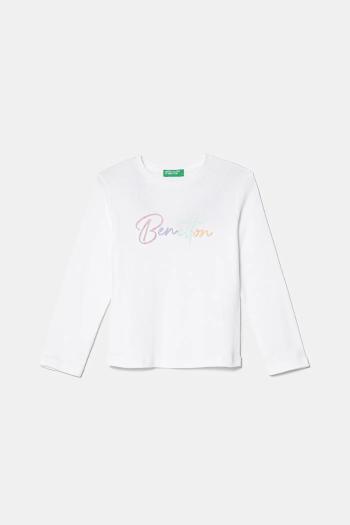 Detská bavlnená košeľa s dlhým rukávom United Colors of Benetton biela farba, 3I9WG10HV