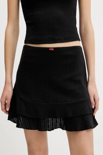Bavlnená sukňa Tommy Jeans čierna farba, mini, áčkový strih, DW0DW20606