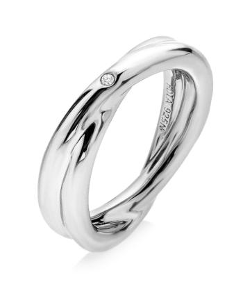 Hot Diamonds Minimalistický strieborný prsteň s pravým diamantom Aura DR291 60 mm