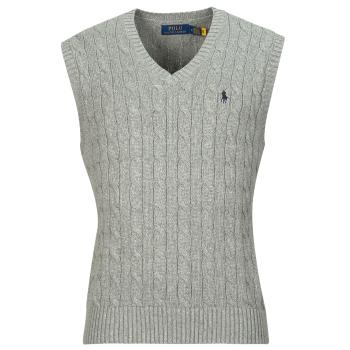 Polo Ralph Lauren  PULL COTON CABLE COL V SANS MANCHE  Svetre Šedá