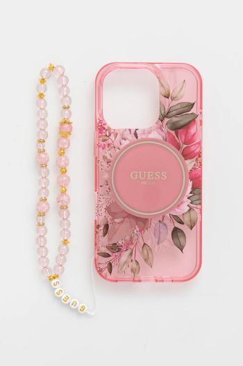 Puzdro na mobil Guess iPhone 16 Pro 6.3 ružová farba, GUHMP16LHFWBRCESP