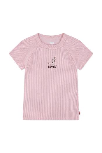 Detské tričko Levi's COLOR BLOCK RAGLAN TOP ružová farba, 4EN517