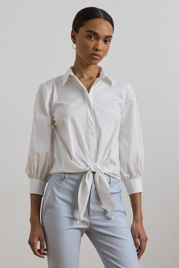 Košeľa Lauren Ralph Lauren biela farba, voľný strih, s klasickým golierom, 200963800