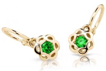 Cutie Jewellery Zlaté detské náušnice C2179-10-X-1 zelená