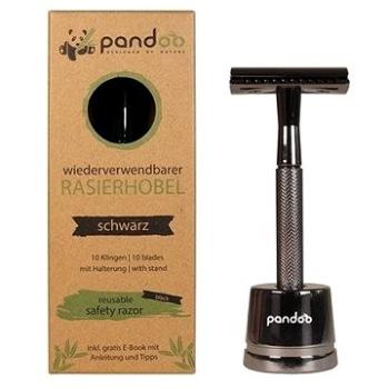 PANDOO Kovový holiaci strojček čierny + žiletky 10 ks (4260648830285)