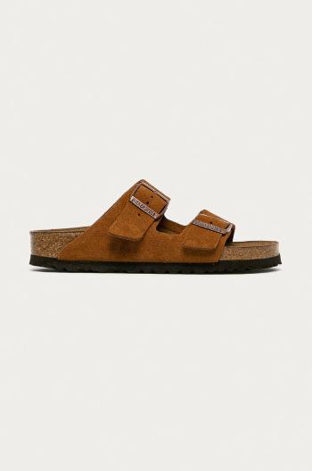 Semišové šľapky Birkenstock Arizona SFB dámske, hnedá farba, 1009527