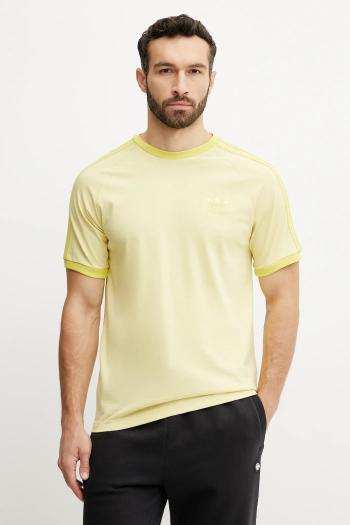 Bavlnené tričko adidas Originals 3-Stripes pánske, žltá farba, jednofarebné, JN7021