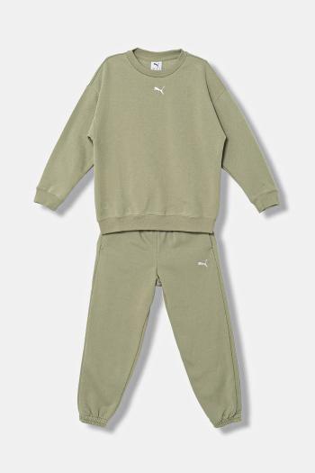Detská tepláková súprava Puma Loungewear Oversized Sweat Suit FL G zelená farba, 689727