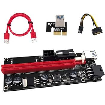 PCIe Riser ×1 to ×16 card (6-pin, MOLEX, SATA) ver. 009 – priama (43499163425)