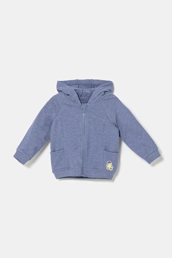 Detská mikina United Colors of Benetton fialová farba, s kapucňou, jednofarebná, 3Z4JA501K