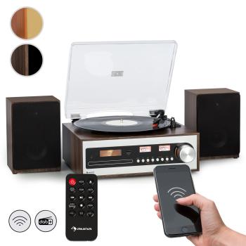 Auna Oxford SE, mini sistem stereo, DAB+/FM, funcție BT, vinil, CD, AUX-In