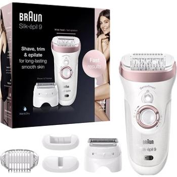 Braun Silk-épil 9 9-725, Epilátor S Holiacou Hlavou A Zastrihávacím Nadstavcom, Biely/Ružovo Zlatý (4210201426738)