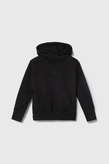 Mikina adidas čierna farba, s kapucňou, jednofarebná