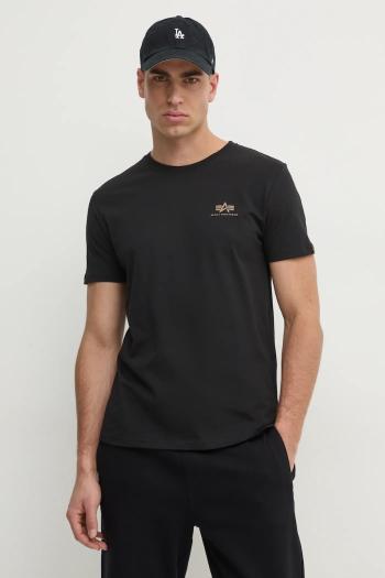 Bavlnené tričko Alpha Industries 128507CP.380-black, čierna farba, s potlačou
