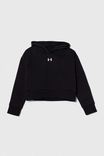 Detská mikina Under Armour UA Rival Fleece Crop čierna farba, s kapucňou, melanžová