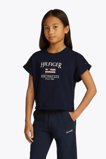 Detské bavlnené tričko Tommy Hilfiger tmavomodrá farba, KG0KG08525