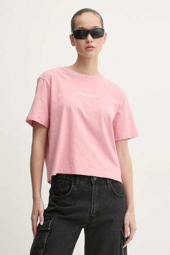 Bavlnené tričko Guess Jeans dámske, ružová farba, W5RI42 K8HM0