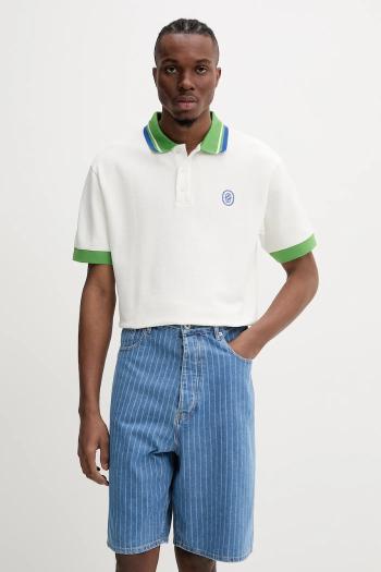 Bavlnené polo tričko Drôle de Monsieur Le Polo Pique Tresse pánske, biela farba, jednofarebné, G-PL152-CO162-OW