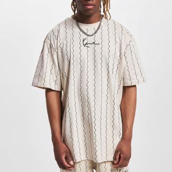 Pólo Karl Kani Small Signature Ziczac Pinstripe Tee off white/black