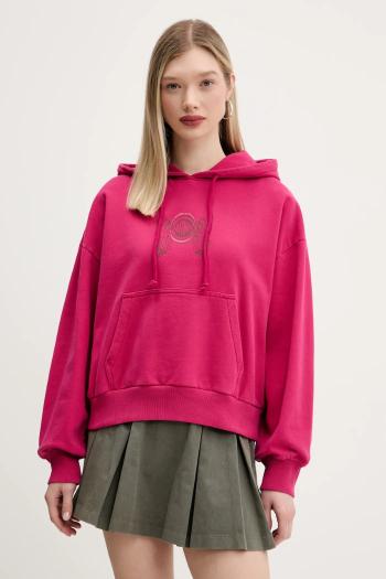 Bavlnená mikina Vans dámske, ružová farba, s kapucňou, s potlačou, VN000NY1C9L1