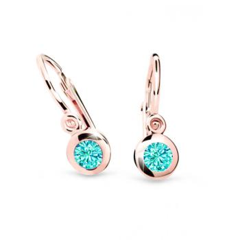 Cutie Jewellery Prekrásne detské náušnice z ružového zlata C1537-10-X-4 svetlozelená