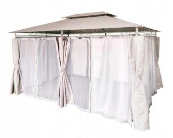 Chomik Záhradný altánok GAZEBO so záclonami | béžový 300 x 400 cm