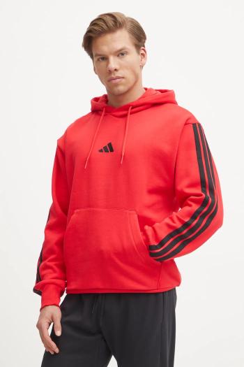 Mikina adidas Essentials pánska, červená farba, s kapucňou, s nášivkou, JE6298