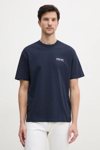 Bavlnené tričko Red Bull Racing x Pepe Jeans ABSTRACT RELIEF TEE pánske, tmavomodrá farba, s potlačou, RM500018