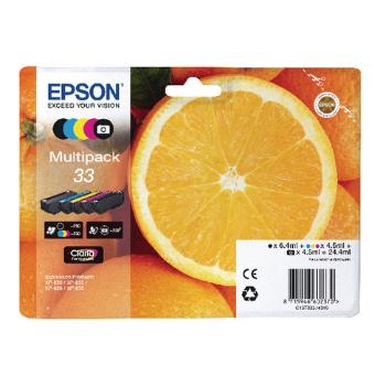 EPSON T3337 (C13T33374011) - originálna cartridge, čierna + farebná, 1x6,4ml/4x4,5ml