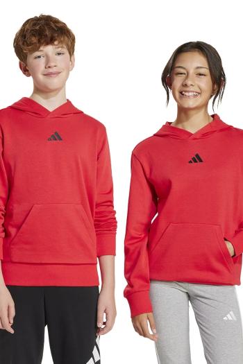 Detská mikina adidas červená farba, s kapucňou, s potlačou, JE1369