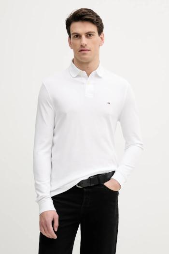 Tričko s dlhým rukávom Tommy Hilfiger biela farba, jednofarebné, MW0MW20183