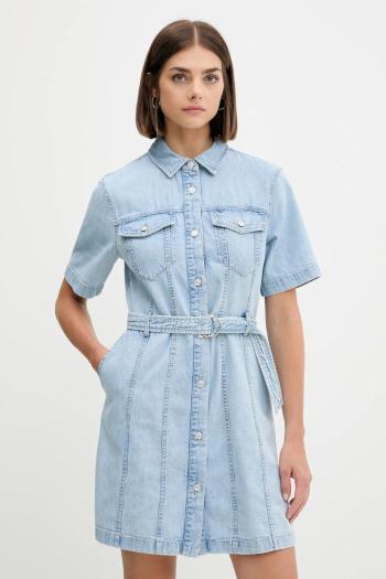 Rifľové šaty Tommy Jeans modrá farba, mini, rovný strih, DW0DW21168