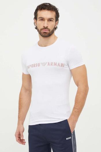 Tričko Emporio Armani Underwear biela farba, s potlačou, 111035 4R516