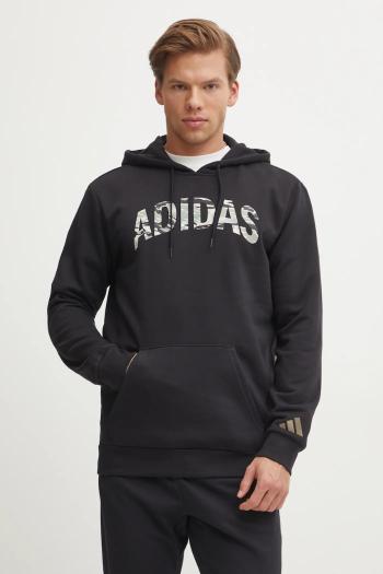 Mikina adidas Camo pánska, čierna farba, s kapucňou, s potlačou, JI6767