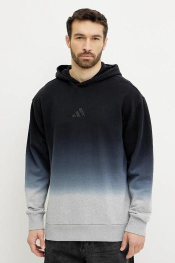Bavlnená mikina adidas ALL SZN Dip Dye pánska, čierna farba, s kapucňou, vzorovaná, JI6350