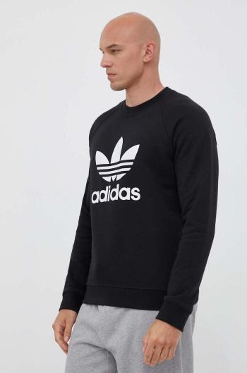 Bavlnená mikina adidas Originals pánska, čierna farba, s potlačou