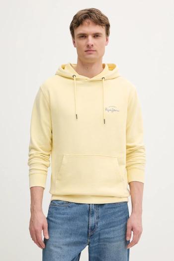 Bavlnená mikina Pepe Jeans žltá farba, s kapucňou, s potlačou, PM582916