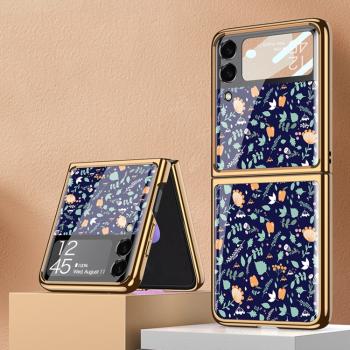 GKK GLASS Ochranný kryt Samsung Galaxy Z Flip4 5G BLUE FLORAL