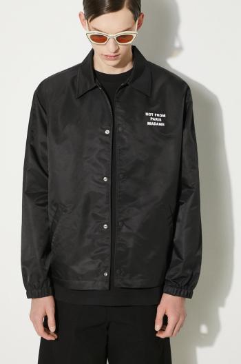 Košeľové sako Drôle de Monsieur La Veste Slogan čierna farba, prechodná, PERM-JT183-PA014-BL