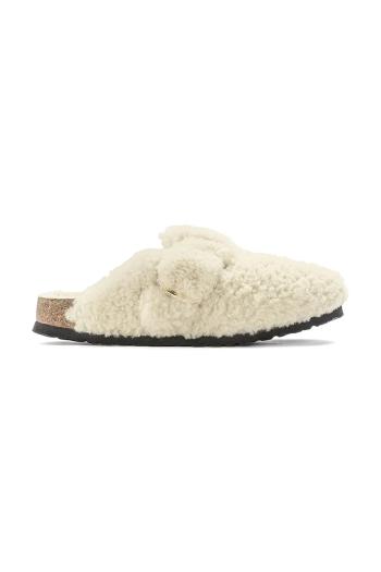 Papuče Birkenstock Boston Big Buckle Teddy béžová farba, 1025664