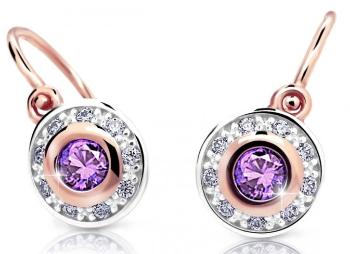 Cutie Jewellery Trblietavé detské bicolor náušnice C2400-10-X-4 fialová