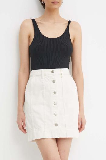Rifľová sukňa Lauren Ralph Lauren béžová farba,mini,áčkový strih,200934630