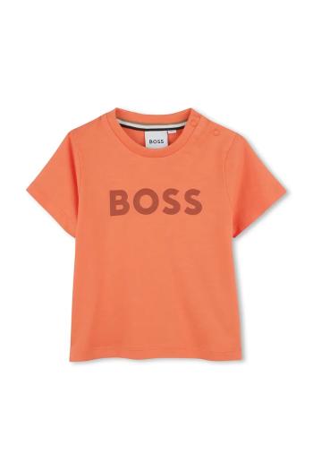 Detské bavlnené tričko BOSS oranžová farba, s potlačou, J52105